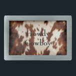 Brown Cream Cowhide Cowboy Rechteckige Gürtelschnalle<br><div class="desc">Brown Cream Cowhide Cowboy Cowgirl südwestliches Tier</div>