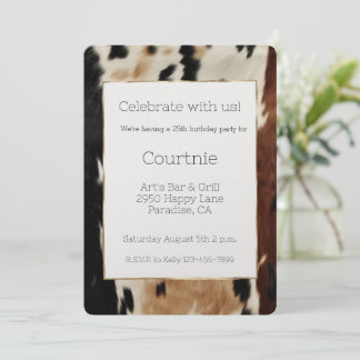 Brown Cream Cowhide Cowgirl Cowboy Birthday Einladung
