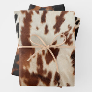 Brown Cream Cowhide Geschenkpapier Set