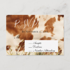 Brown Cream Cowhide Wedding RSVP Begleitkarte