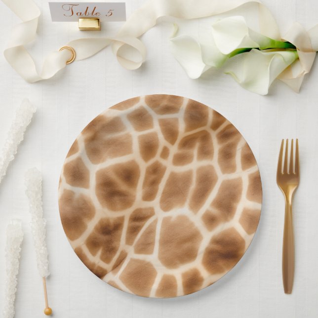 Brown Cream Giraffe Animal Safari Pappteller (Hochzeit)