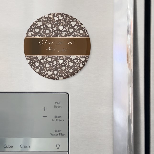 Brown Cream Hearts Ribbon   Magnet (In Situ (Kühlschrank))