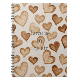 Brown Cream Hearts Stripes Notizblock