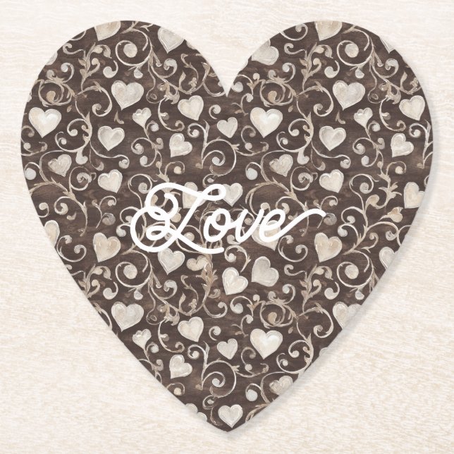 Brown Cream Hearts Untersetzer (Vorderseite)