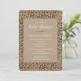 Brown Cream Leopard Print Animal Print Glitzer Einladung
