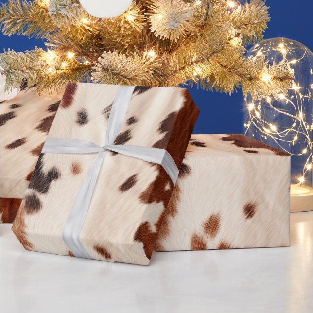 Brown Cream Southwest Cowhide Christmas Geschenkpapier (Feiertage)