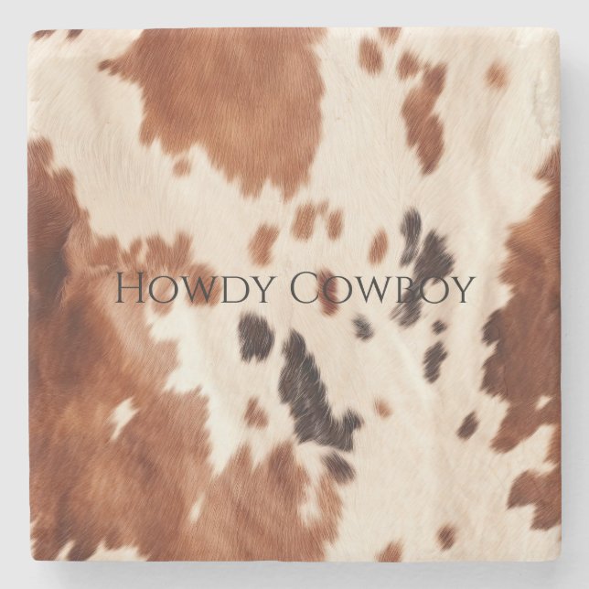 Brown Cream Southwest Cowhide  Steinuntersetzer (Vorderseite)