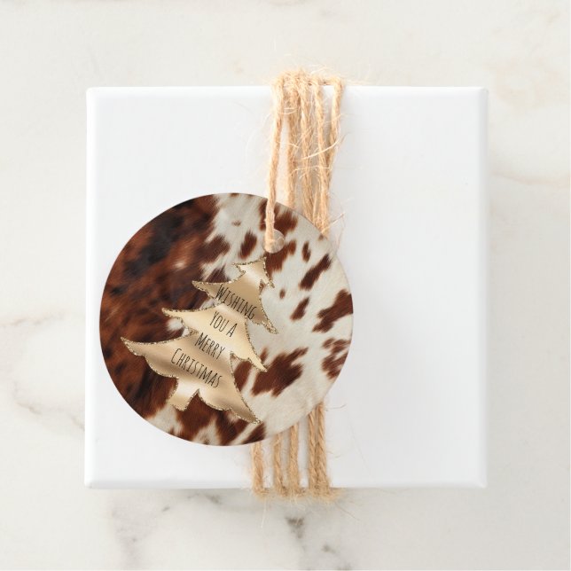 Brown Cream Western Cowhide Geschenkanhänger (Beispiel)