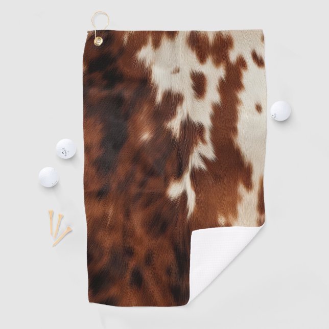 Brown Cream Western Cowhide Golfhandtuch (Insitu)