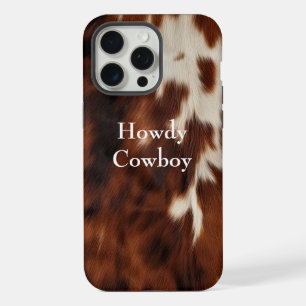 Brown Cream Western Cowhide iPhone 15 Pro Max Hülle