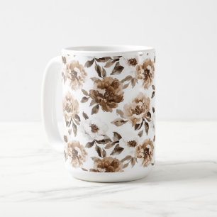 Brown Cream White Blume Weihnachten Kaffeetasse