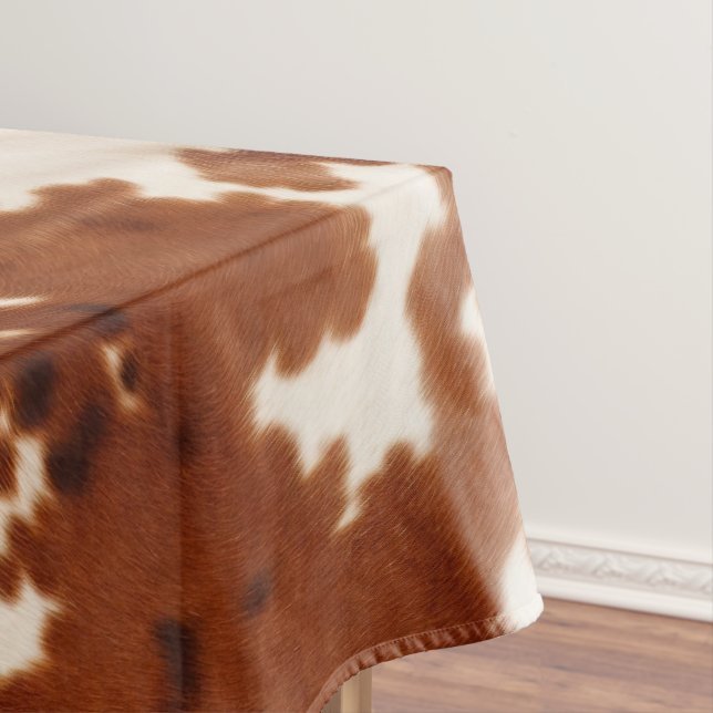 Brown Cream White Cowhid Tischdecke (Beispiel)