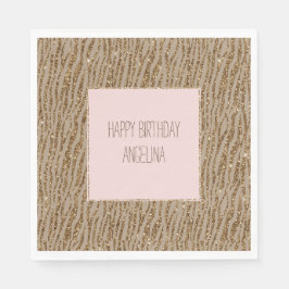 Brown Cream Zebra Animal Print Glitzer Serviette