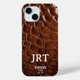 Brown Crocodile Leather Monogram Case-Mate iPhone Hülle