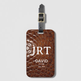 Brown Crocodile Leather Monogram Passport Gepäckanhänger