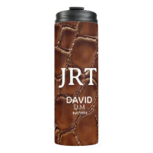 Brown Crocodile Leather Monogram Travel Mug