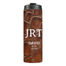 Brown Crocodile Leather Monogram Travel Mug Thermosbecher