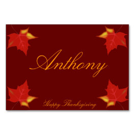 Brown Custom Erntedank Platzkarte Herbstlaub Tischnummer