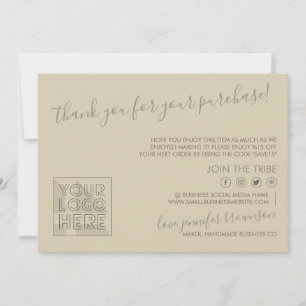 Brown Custom logo QR code Candle Care Instructions Dankeskarte