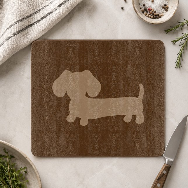 Brown-Dackel-Glasschneiden-Brett-Küche Schneidebrett (Wiener Dog Kitchen Gift)