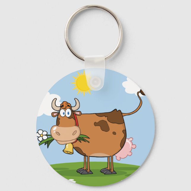 Brown Dairy Cow Schlüsselanhänger (Vorderseite)