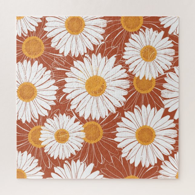 Brown Daisis: Muster nahtloser Blume Puzzle (Vertikal)