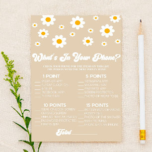 Brown Daisy Retro in Ihrem Telefon Baby Duschgame Briefpapier