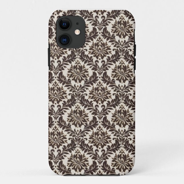 Brown Damask iPhone Case (Rückseite)