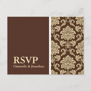 Brown Damask UAWG Postcard Einladungspostkarte