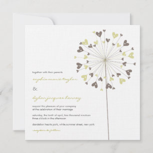 Brown Dandelion Blume Liebe Einladung Hochzeit