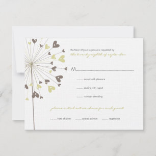 Brown Dandelion Blume Liebe Wedding RSVP Card