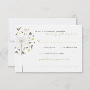 Brown Dandelion Blume Liebe Wedding RSVP Card Karte