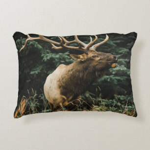 BROWN DEER AUF GRÜNEN GRAS WÄHREND DES TAGES DEKOKISSEN