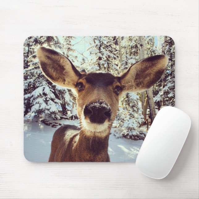 Brown Deer Winter Forest Mousepad (Mit Mouse)