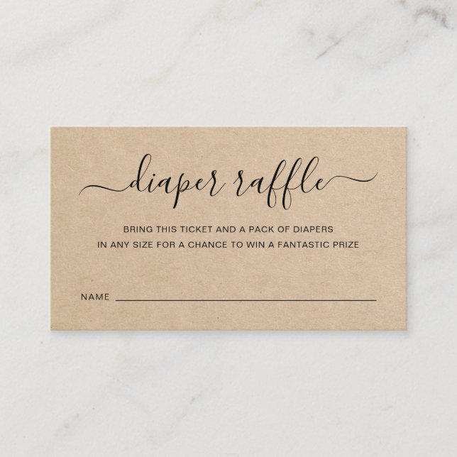 Brown Diaper Raffle Gender Neutral Baby Dusche Begleitkarte (Vorderseite)