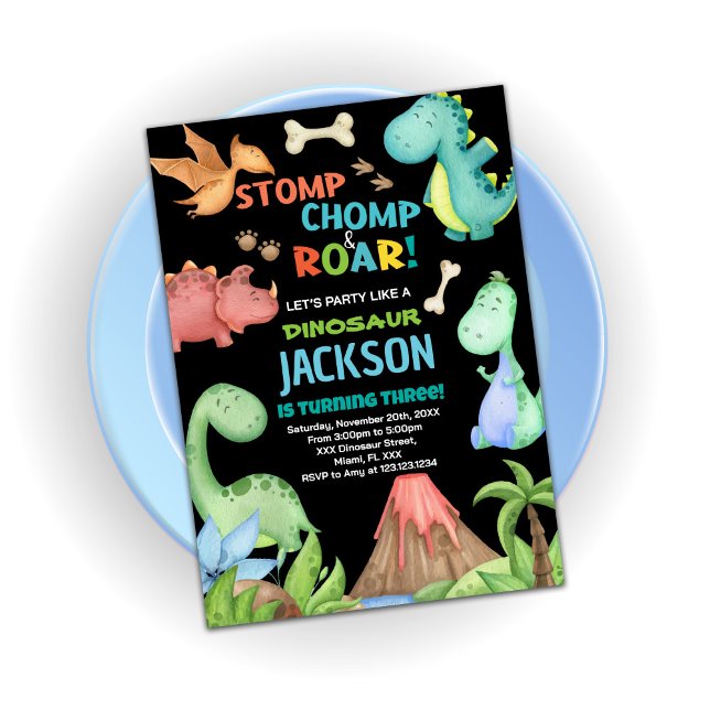 Brown Dinosaur Geburtstagseinladungen Einladung (Brown Dinosaur Birthday Invitations)