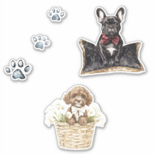 Brown Dog Black Frenchie Aufkleber