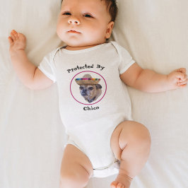 Brown Dog Face Chug Foto Baby Strampler