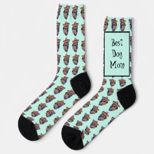 Brown Dog Face Chug Foto Socken