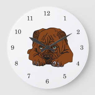 Brown Dog Große Wanduhr