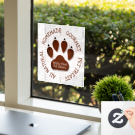 Brown Dog Paw mit dem Namen "Pet Business Name Woo Fensteraufkleber