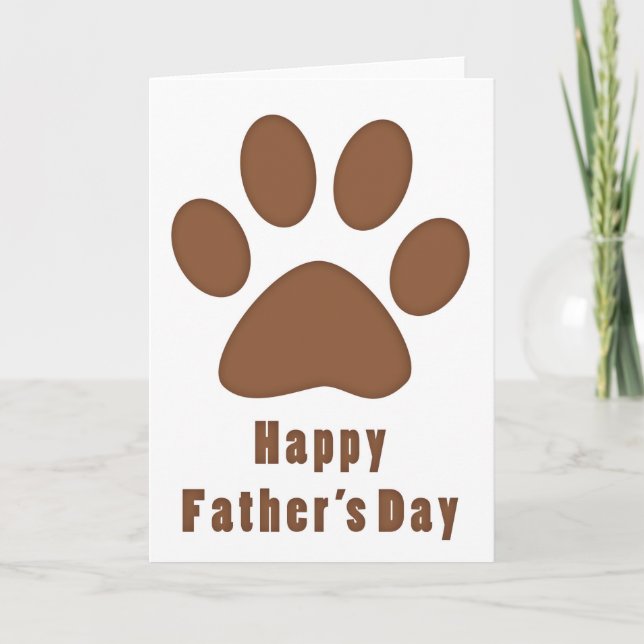 Brown Dog Paw Print Happy Vatertag Card Karte (Vorderseite)