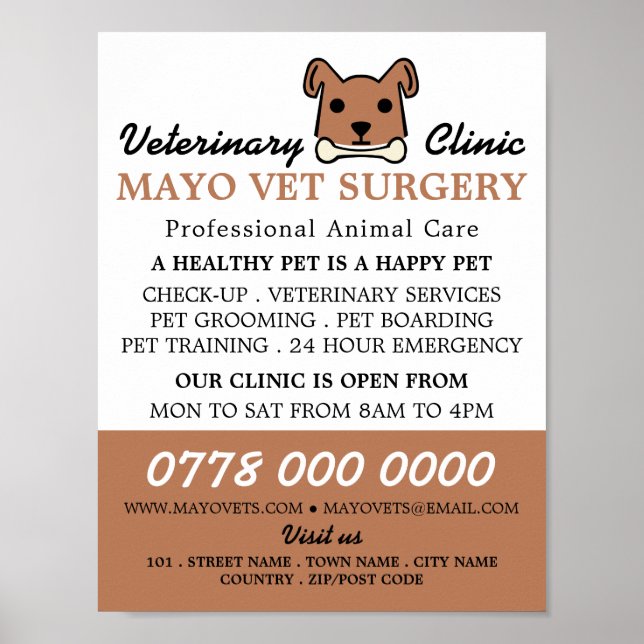 Brown Dog, Veterinary, Veterinary Service Poster (Vorne)