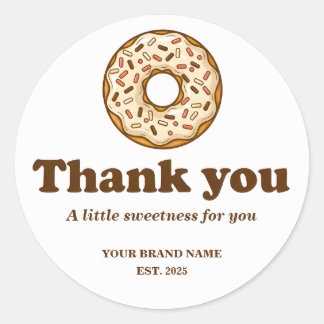 Brown Donut Illustration Bakery/ Baking Thank You Runder Aufkleber
