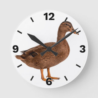Brown Duck Farm Animal Countryside Rustic Decor Runde Wanduhr