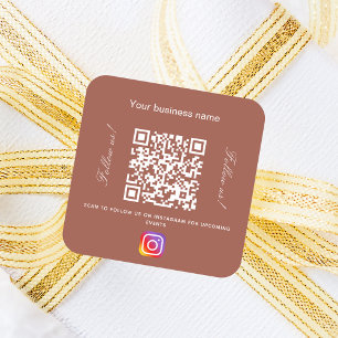 Brown Earth Business Name qr code instagramm Quadratischer Aufkleber