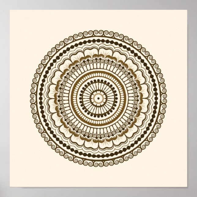 Brown Earth Tones Henna Mandala Poster (Vorne)