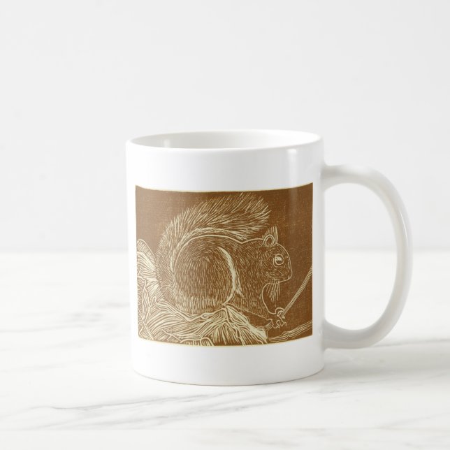 Brown-Eichhörnchen Linocut Tasse (Rechts)