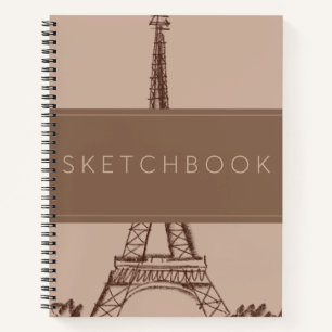 Brown Eiffel Tower Paris Sketchbook Notizbuch