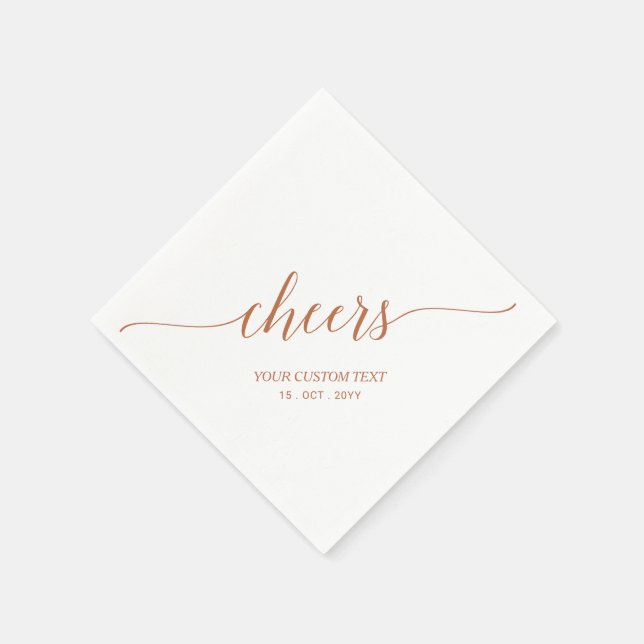 Brown Elegant Stylish Lettering Cheers Event Serviette (Ecke)